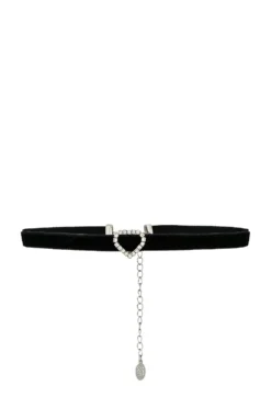 Crystal Heart Choker Black