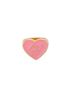 Gold Heart Ring With Resin "Fuck Off" Pink