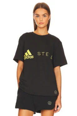 Adidas By Stella Mccartney Sportswear Logo T-Shirt Black & Shock Yellow