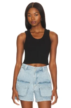 AGOLDE Cropped Poppy Tank Black