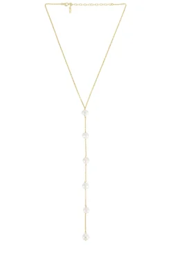 Multi Pearl Lariat Necklace Gold