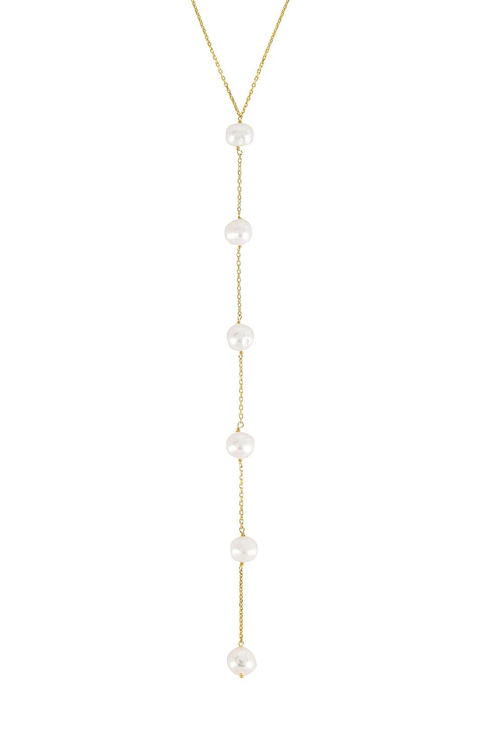 Multi Pearl Lariat Necklace Gold 2 Multi Pearl Lariat Necklace Gold - Image 2