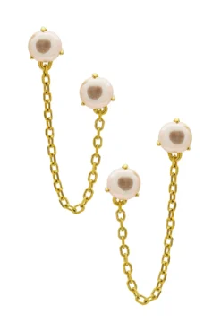 Double Pearl Chain Earring Pearl White