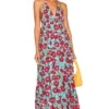 Alice + Olivia Mae Halter Tiered Midi Dress Beach Bliss Aqua