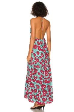 Alice + Olivia Mae Halter Tiered Midi Dress Beach Bliss Aqua 5 Alice + Olivia Mae Halter Tiered Midi Dress Beach Bliss Aqua -Nike Store ALI WD888 V3