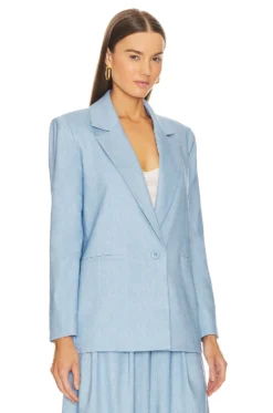 Alice + Olivia Denny Blazer With Piping Chambray -Nike Store ALI WO217 V3