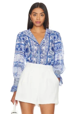 Alice + Olivia Ilan Blouse Greek Tile
