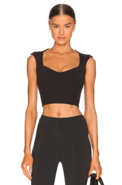 Ribbed Sweetheart Top Black