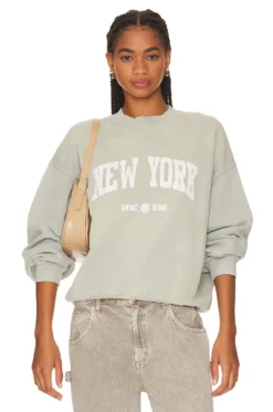 ANINE BING Jaci Sweatshirt University New York Washed Faded Seafoam