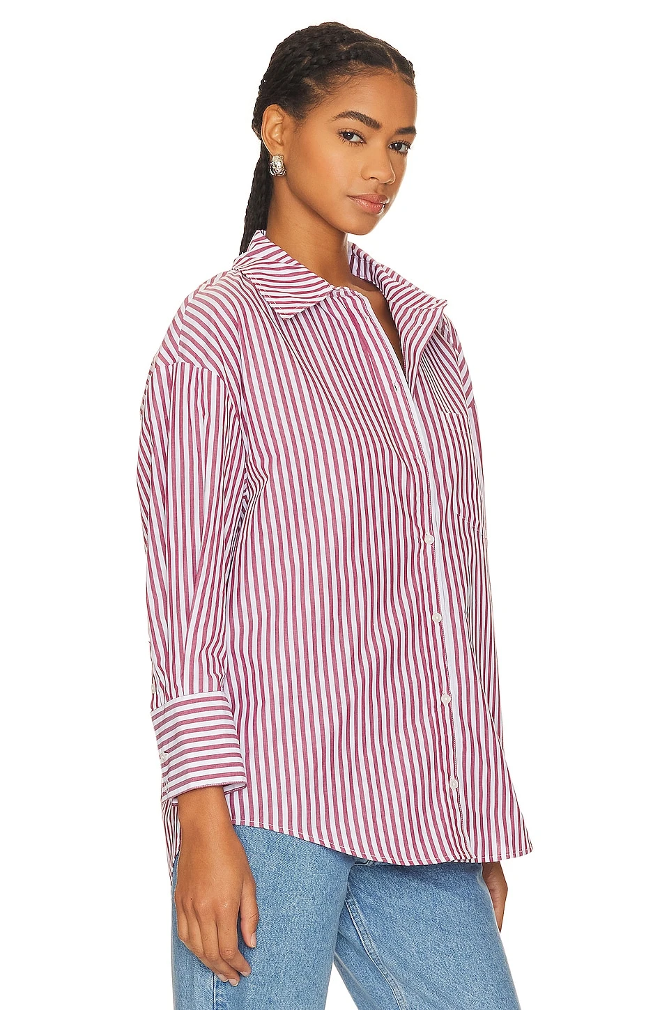 ANINE BING Mika Shirt Red & White Stripe 2 ANINE BING Mika Shirt Red & White Stripe - Image 2