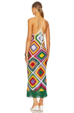 Esmeralda Midi Dress White & Green Motif -Nike Store APIN WD19 V3