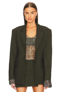 X REVOLVE Oversized Blazer Olive Green