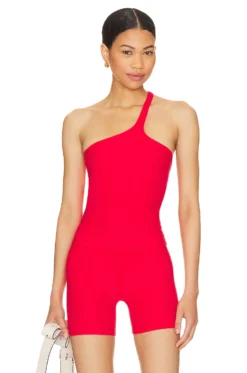 Beyond Yoga Spacedye One Up Cropped Top Candy Apple Red Heather