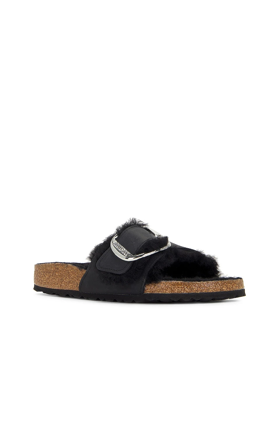 Birkenstock Madrid Big Buckle Shearling Sandal Black 2 Birkenstock Madrid Big Buckle Shearling Sandal Black - Image 2