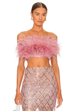 Afiya Feather Top Rose