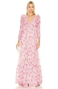 Georgette Ruffle Dress Pink Blossom