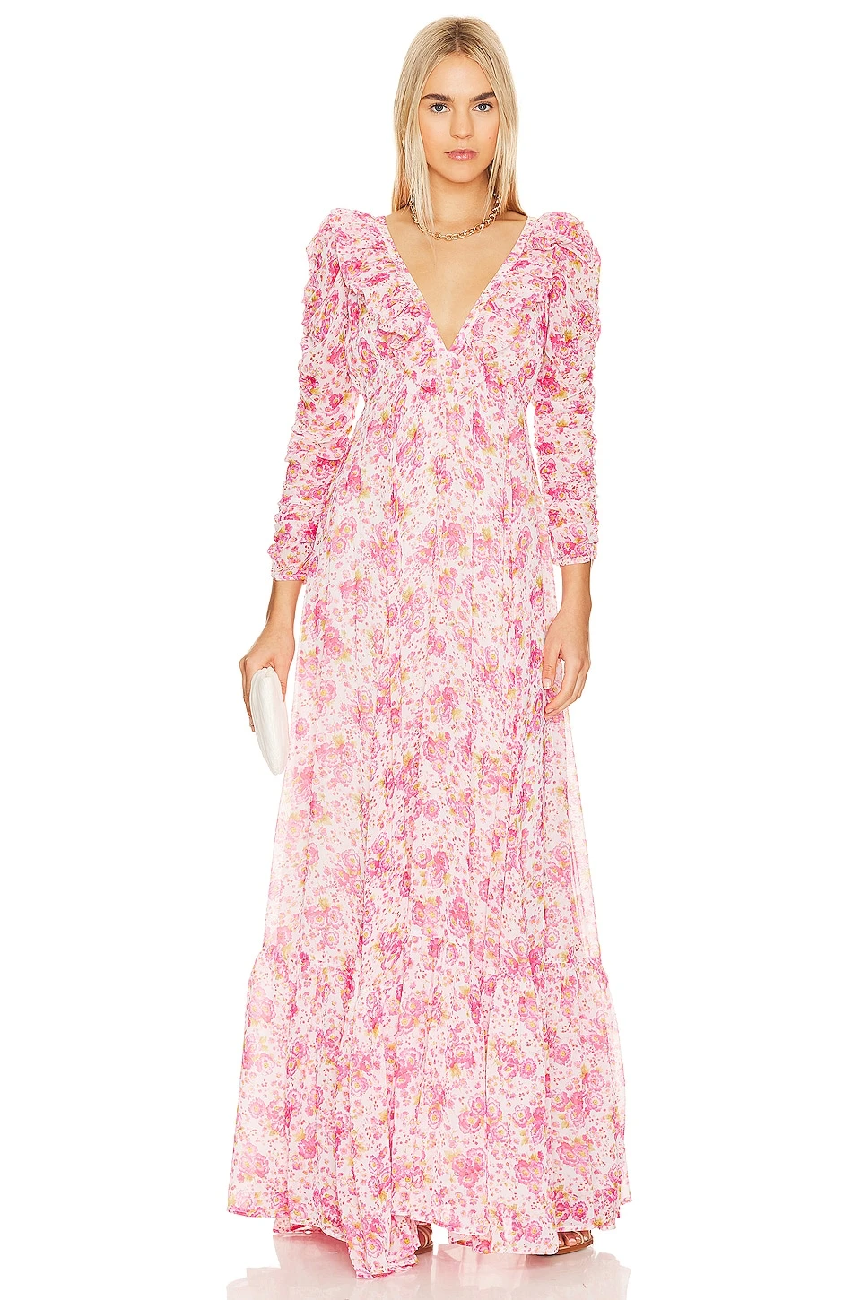 Georgette Ruffle Dress Pink Blossom 1 Georgette Ruffle Dress Pink Blossom