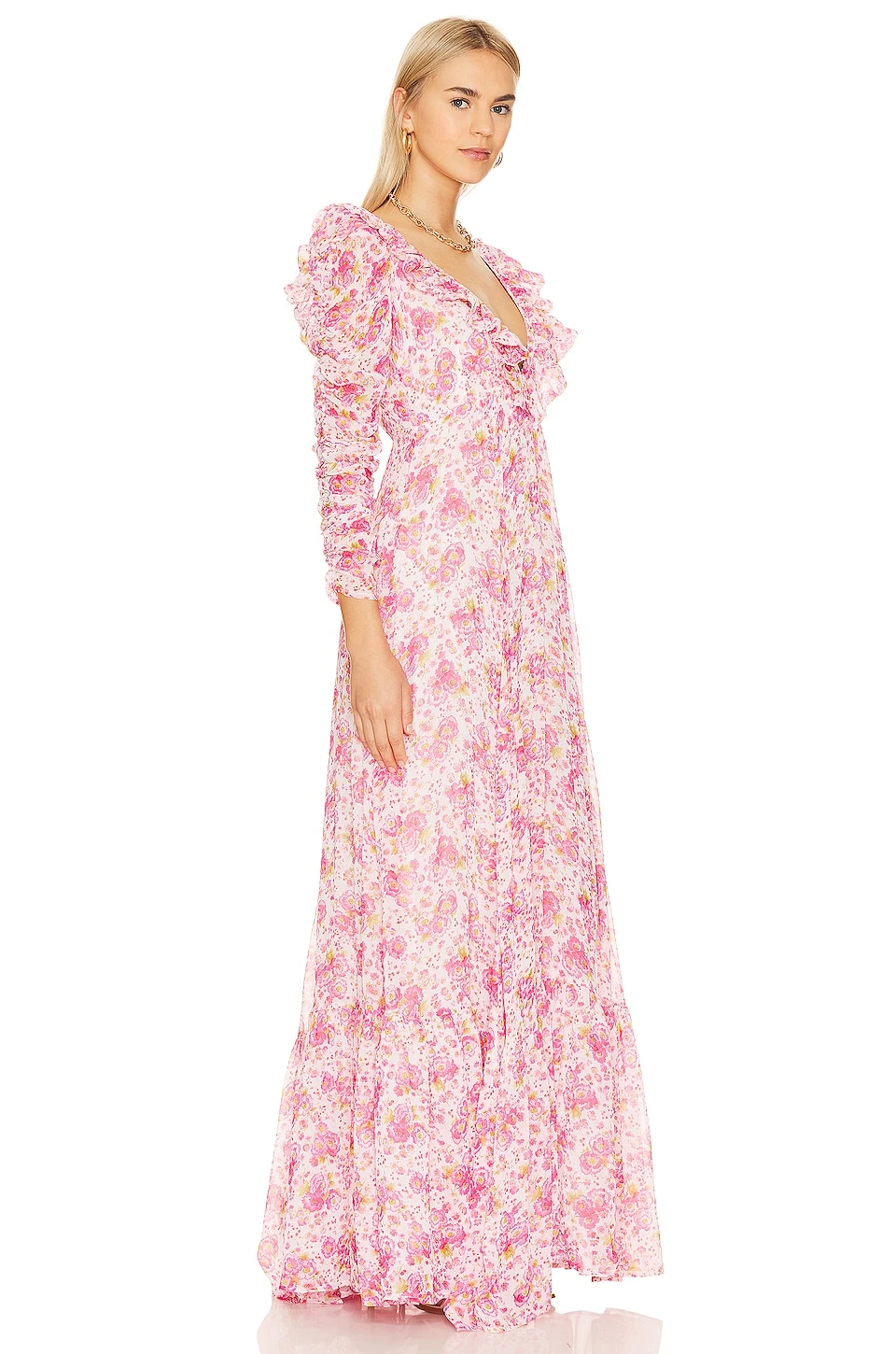 Georgette Ruffle Dress Pink Blossom 2 Georgette Ruffle Dress Pink Blossom - Image 2