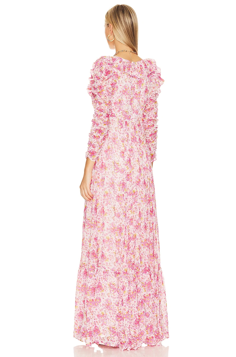 Georgette Ruffle Dress Pink Blossom 3 Georgette Ruffle Dress Pink Blossom - Image 3
