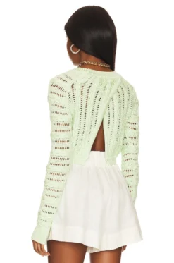 Camila Coelho Corin Cable Knit Sweater Pastel Green -Nike Store COEL WK95 V3