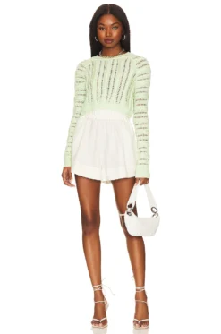 Camila Coelho Corin Cable Knit Sweater Pastel Green -Nike Store COEL WK95 V4