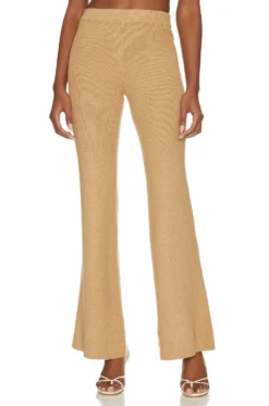 Camila Coelho PANTALON EN MAILLE PERSEPHONE Tan