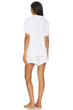 Eberjey Gisele Relaxed Short PJ Set White -Nike Store EBER WI1303 V3
