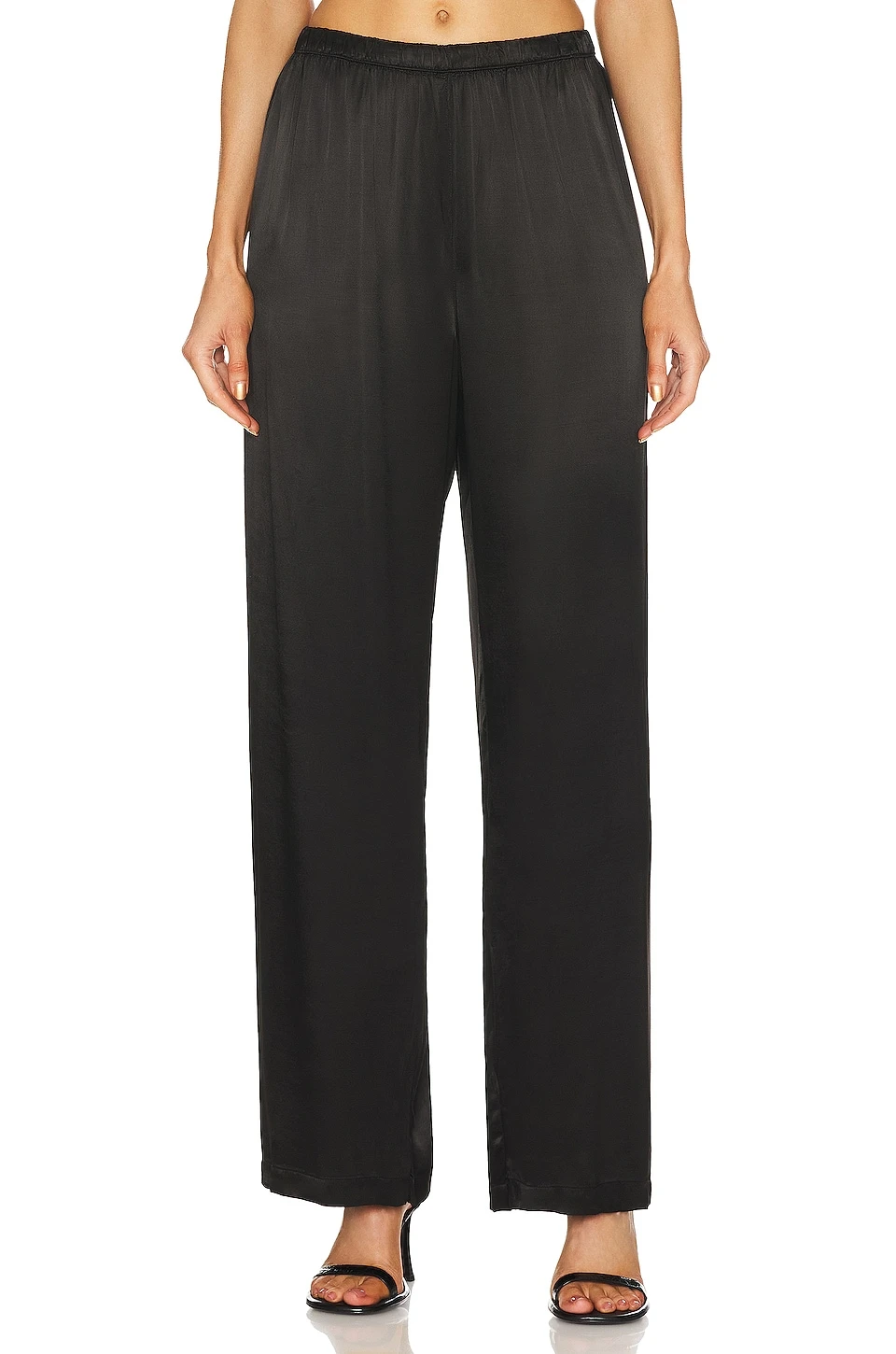 Satin High Waist Wide Leg Black 1 Satin High Waist Wide Leg Black