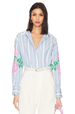 ESSENTIEL ANTWERP Dorothy Embellished Shirt Nice Blue