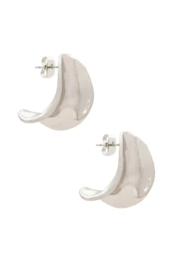 Crescent Hoop Earring Rhodium