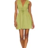 Faithfull The Brand San Michele Mini Dress Khaki