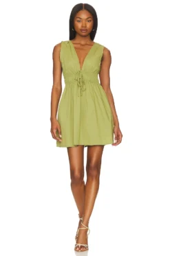 Faithfull The Brand San Michele Mini Dress Khaki