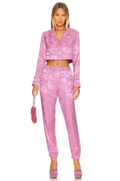 Fleur Du Mal Cropped Pajama Top Azalea Paisley Jacquard -Nike Store FLER WI375 V4