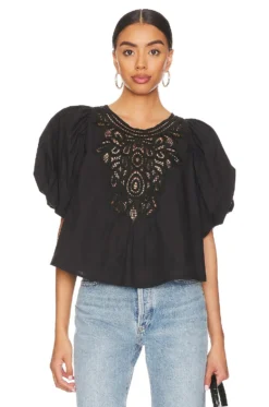 FREE PEOPLE Bardot Top Black
