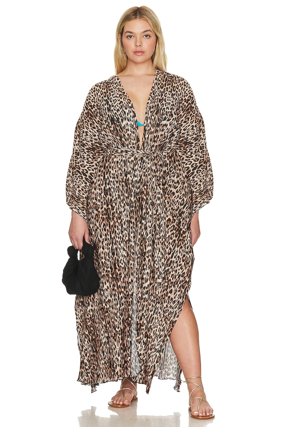 GOOD AMERICAN Always Fits Plisse Goddess Robe Good Leopard 4 GOOD AMERICAN Always Fits Plisse Goddess Robe Good Leopard - Image 4