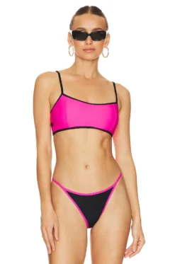 Ganni Recycled Cutline Sporty Bikini Top Sugar Plum