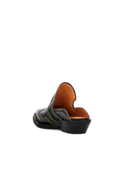 Ganni Embroidered Western Mule Black & Yellow 7 Ganni Embroidered Western Mule Black & Yellow -Nike Store GANR WZ84 V3