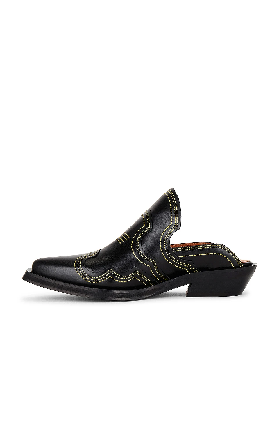 Ganni Embroidered Western Mule Black & Yellow 5 Ganni Embroidered Western Mule Black & Yellow - Image 5