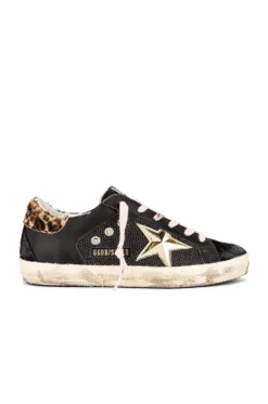Golden Goose Superstar Sneaker Black, Gold, & Beige Brown Leopard