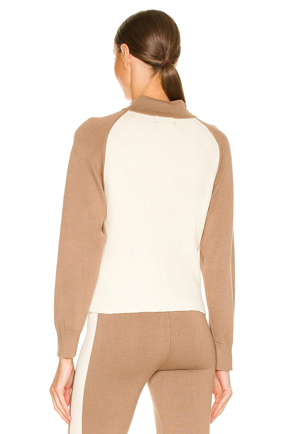 Color Block Raglan Half Zip Sweater Light Khaki & Ivory 3 Color Block Raglan Half Zip Sweater Light Khaki & Ivory - Image 3