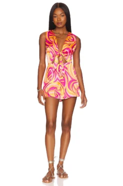X REVOLVE Jaclyn Romper Pink Swirl Print