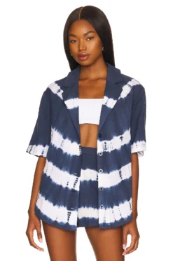 X REVOLVE Bari Shirt Navy & White