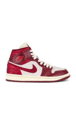 Air Jordan 1 Mid Sneaker Team Red, University Red, Sail & Muslin