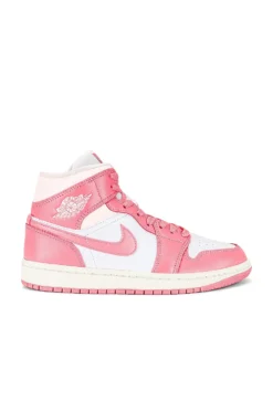 Air Jordan 1 Mid Sneaker White, Sea Coral, Atmosphere, & Sail