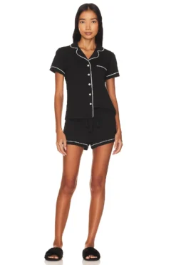 Lilly Short Sleeve Short Pajama Set Noir