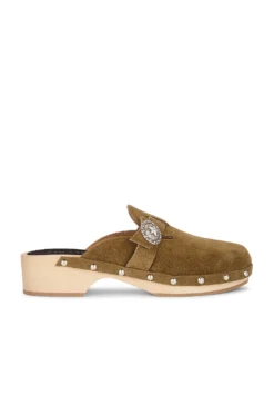 Allegra Suede Clog Kaki