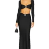 X Revolve Long Sleeve Bustier Gown Black