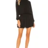 X REVOLVE Smocked Turtleneck Dress Black