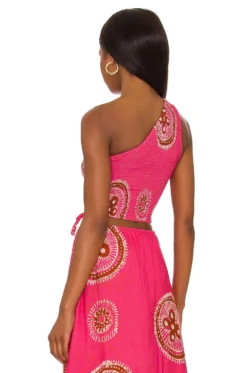 Smocked One Shoulder Tank Gigi Pink Print -Nike Store LBER WS2 V3