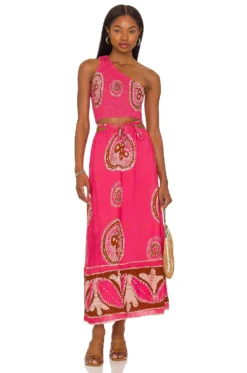 Smocked One Shoulder Tank Gigi Pink Print -Nike Store LBER WS2 V4